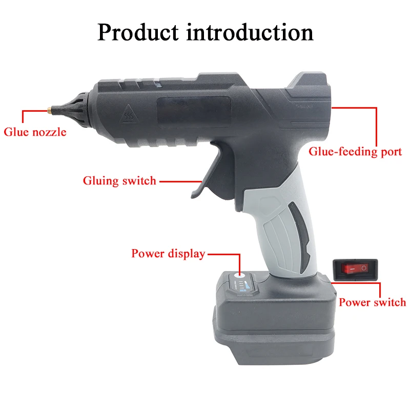 Imagem -04 - Pistola de Cola Quente sem Fio Doméstica Bastão de Cola de 11 mm para Dewalt Milwaukee Makita Bosch Devon Bateria de Lítio de 18v