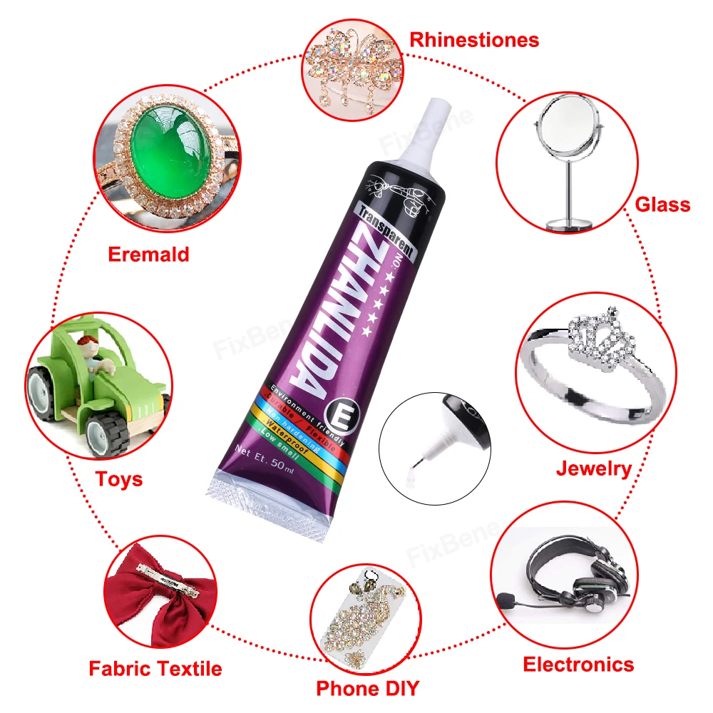 Waterproof Precision Glue Strong Adhesive Transparent Fabric Cloth Textile Jewelry Rhinestone Phone Case Nail Art Models Sealant