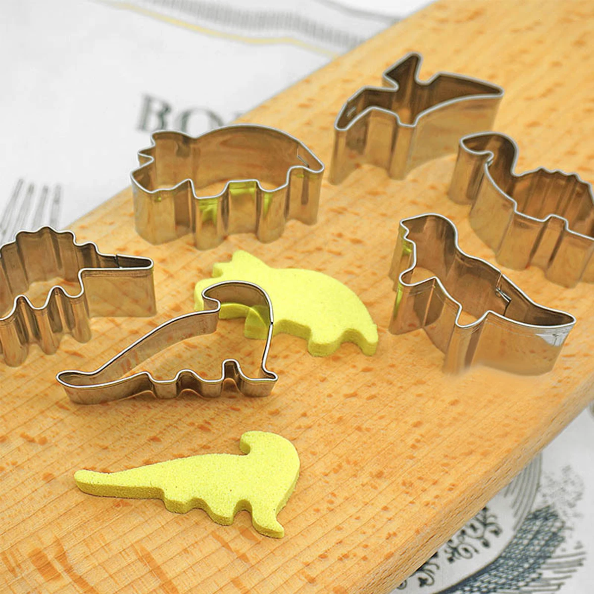 6Pcs Dinosaur Cookie Cutter Stainless Steel Dinosaur Cutter Decorating Mould Cake Frame Cookies Mold Baking Tools Accessories