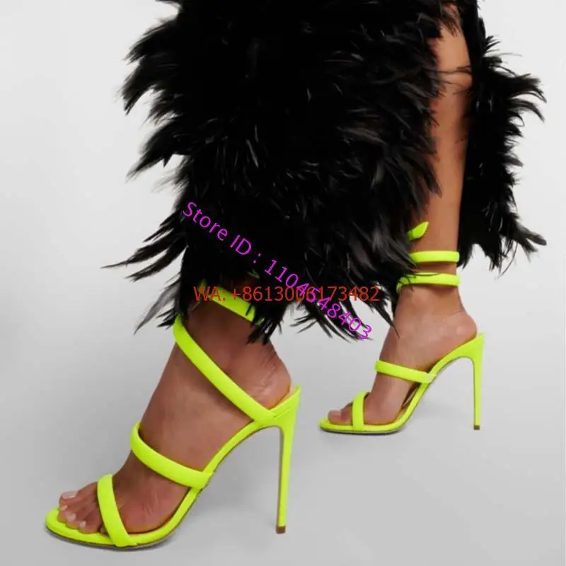 

New Snake Ankle Wrap Stilettos Woman Open Toe Sexy High Heels Sandals Summer Colorful Dress Party Wedding Catwalk Sandal