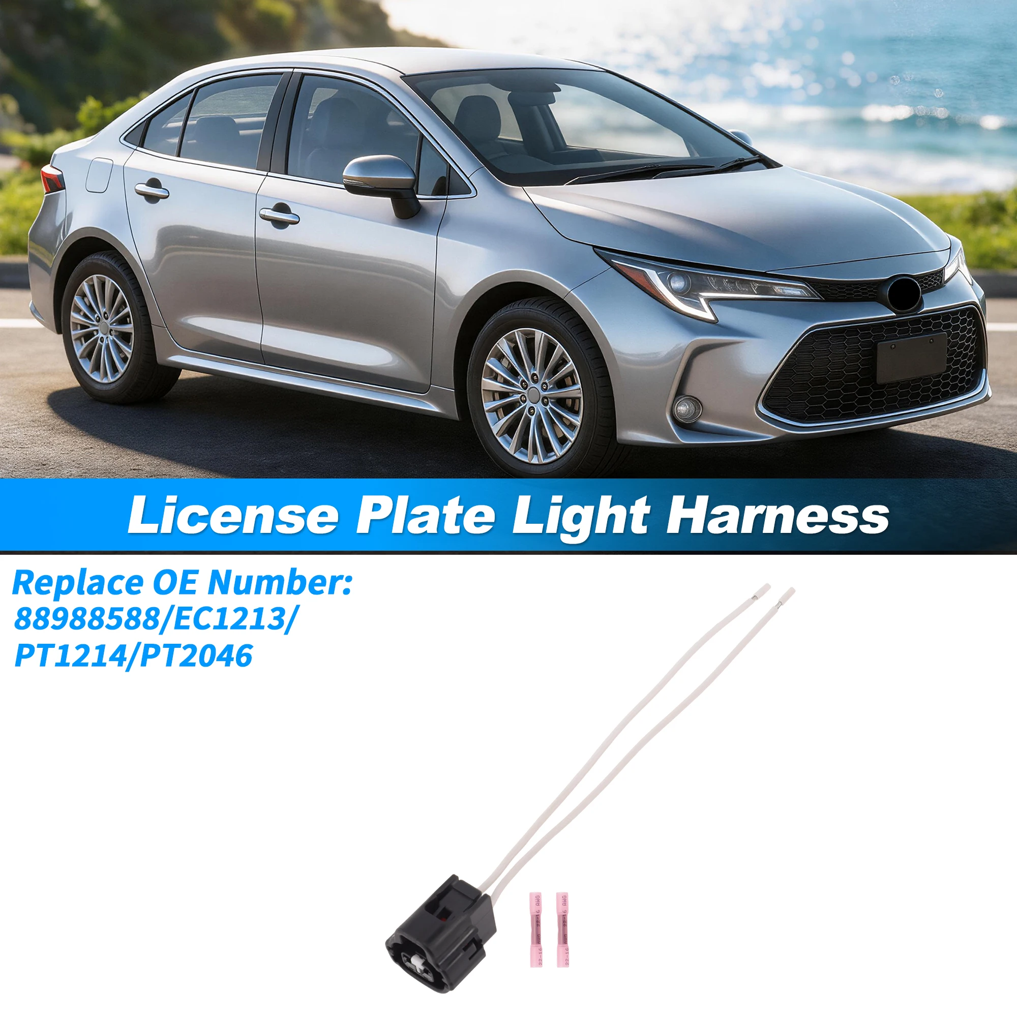 UXCELL 88988588 License Plate Socket Wiring for Toyota Corolla 1998-2011,2018-2023 1Set