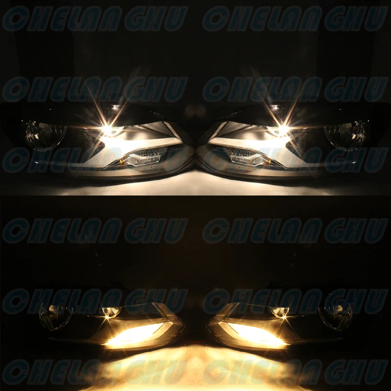 HeadLight For VW Polo 2012 2013 2014 2015 1 Pair Front Halogen HeadLamp Turn Lights DRL car accessories