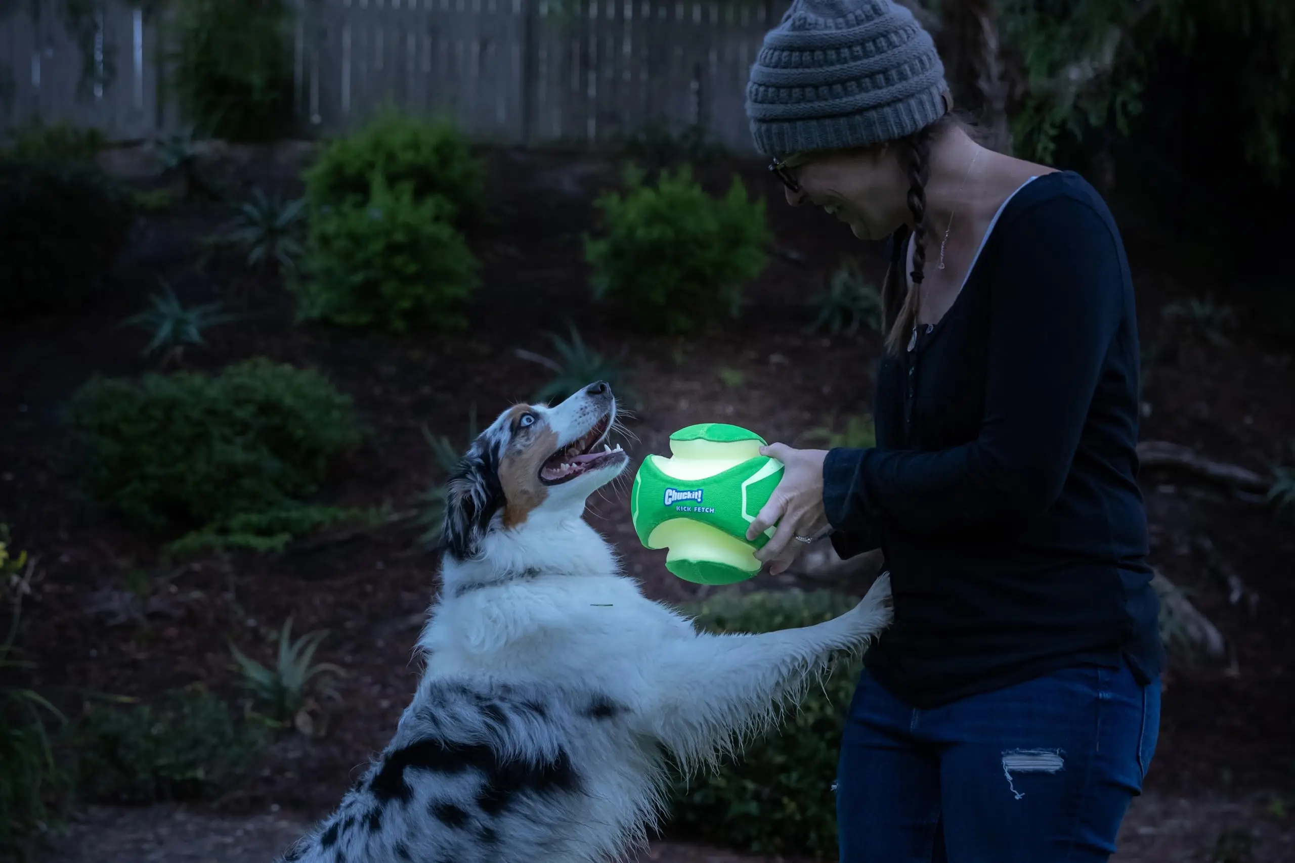 ChuckIt! Kick Fetch Dog Toy Ball, Glow In The Dark