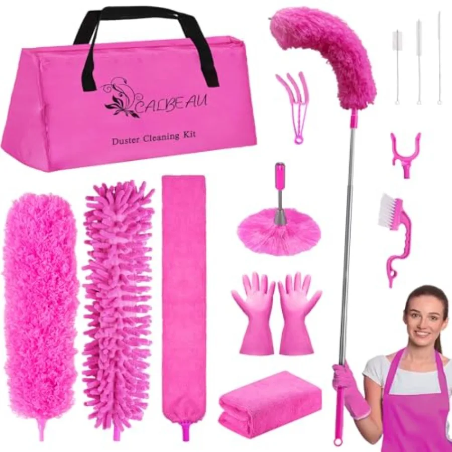 

Microfiber Dusters for Cleaning, Feather Dusters with Extension Pole, Bendable and Washable Dusters for High Ceiling Fan, Blind