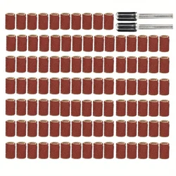 Rotary Tools 102pcs 120 Sanding Bands Set With 6.35mm Mandrels Nail Electric Drill Machine Grinding Sand Ring Bit
