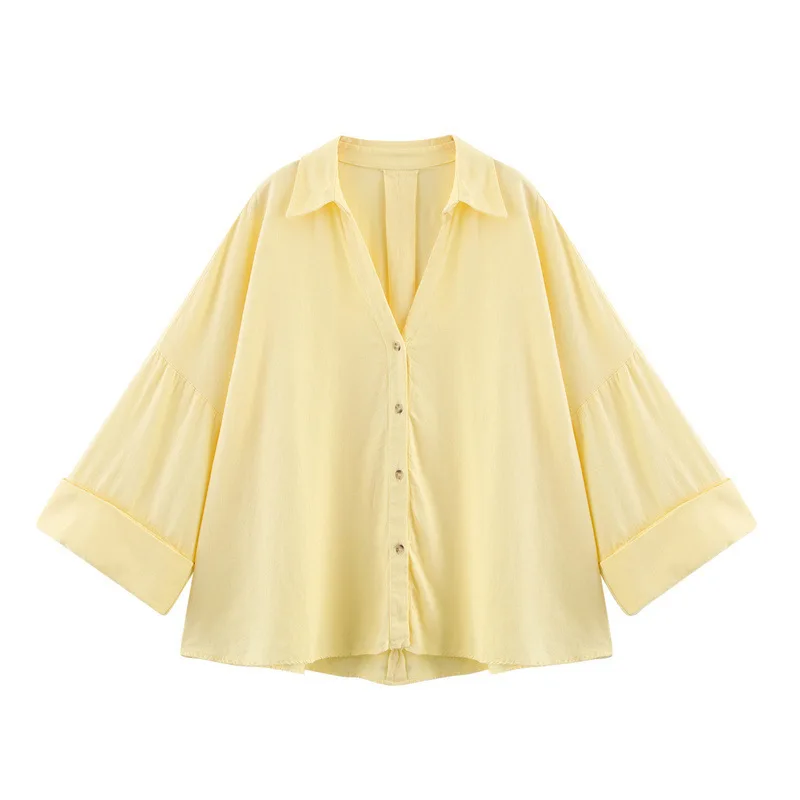 

Zagros Spring and Summer Fashion Women's Shirts - Long-sleeved V-neck Solid Color Shirts, Stylish Office Attire