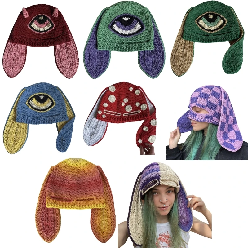 

Knitted Rabbit Hats Headdress Photo Props DIY Handmade Headwear Accessories