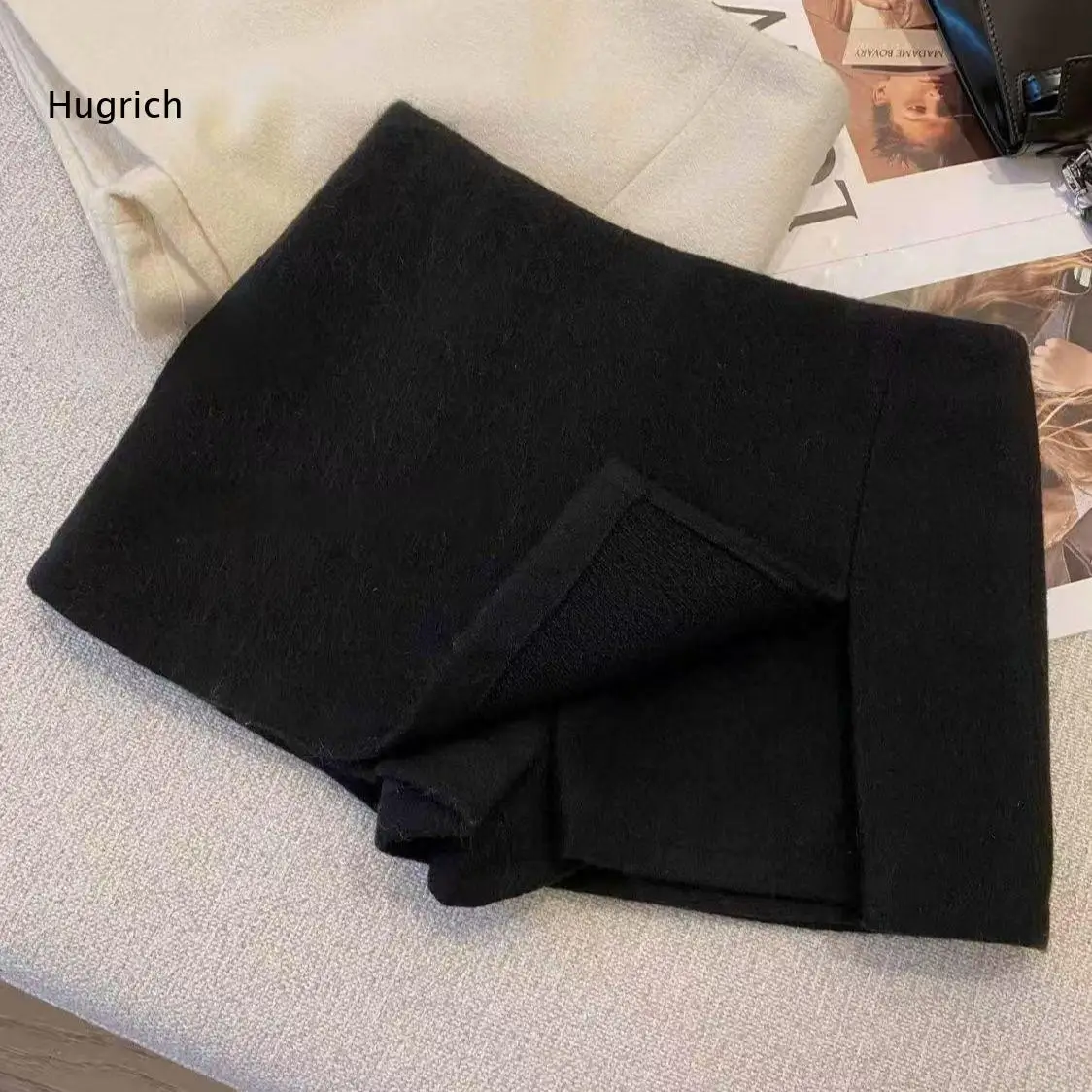 Women Solid Color High Waist Skort Front Split Design Thick Fabric Short Culottes Slim Fit Casual Daily Autumn Winter Bottoms