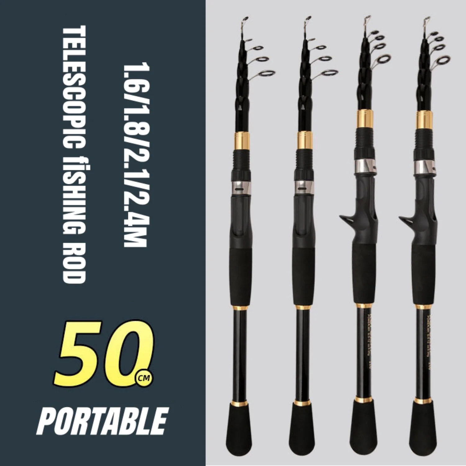 

Portable Fishing Rod 1.6/1.8/2.1/2.4m Telescopic Fishing Pole Ultralight Carbon Fiber Hand Pole Outdoor Fishing Accessories