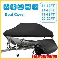 Yacht Boat Cover Anti-UV Waterproof Heavy Duty 210D Polyester Fiber Marine Trailerable Canvas Boat Accessories Black