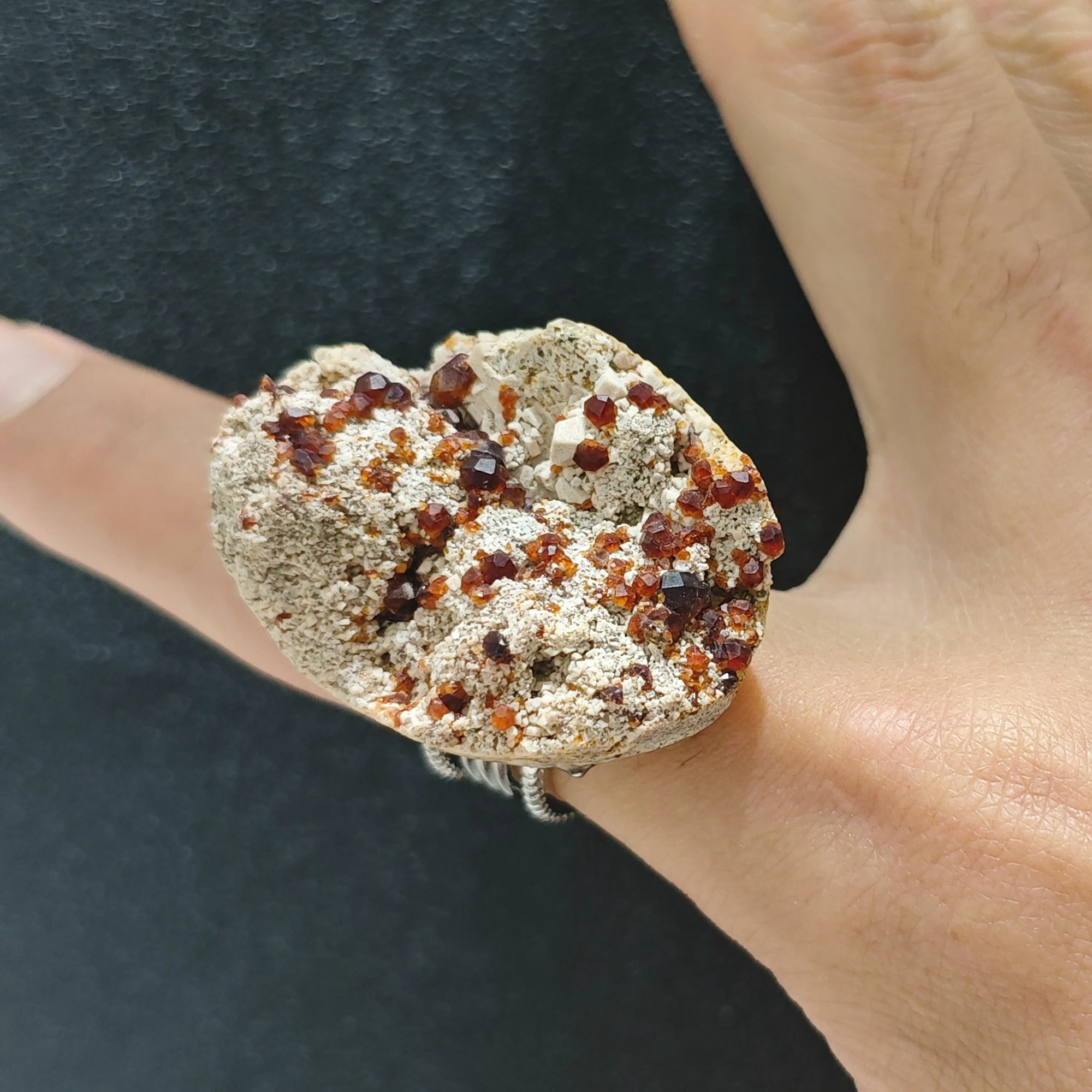 Natural Raw Garnet Mineral Cluster Open Ring Gemstone Specimen Adjustable Alloy Ring Statement Jewelry