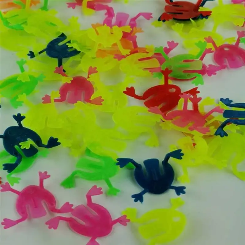 100 Pcs Inflatables Mini Jumping Frog Plastic Frogs Jumping Gift Hopper Game Hopper Frog Frog Toys Kids Child