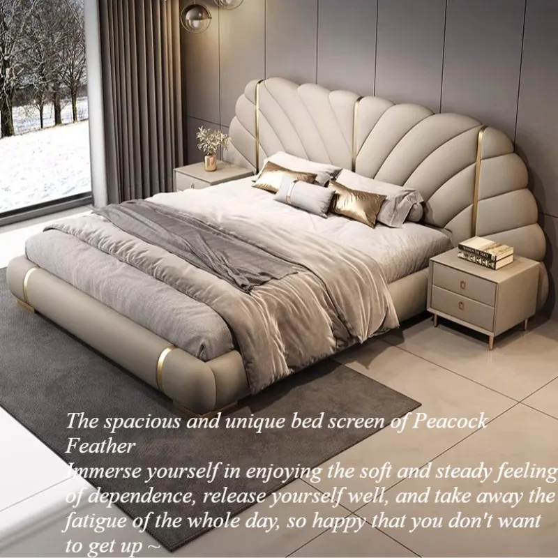 Minimalist Upholstered Bed Double Fancy Frame Headboard Bed Unique Aesthetic Cama De Lujo Para Dormitorio Bedroom Accessories
