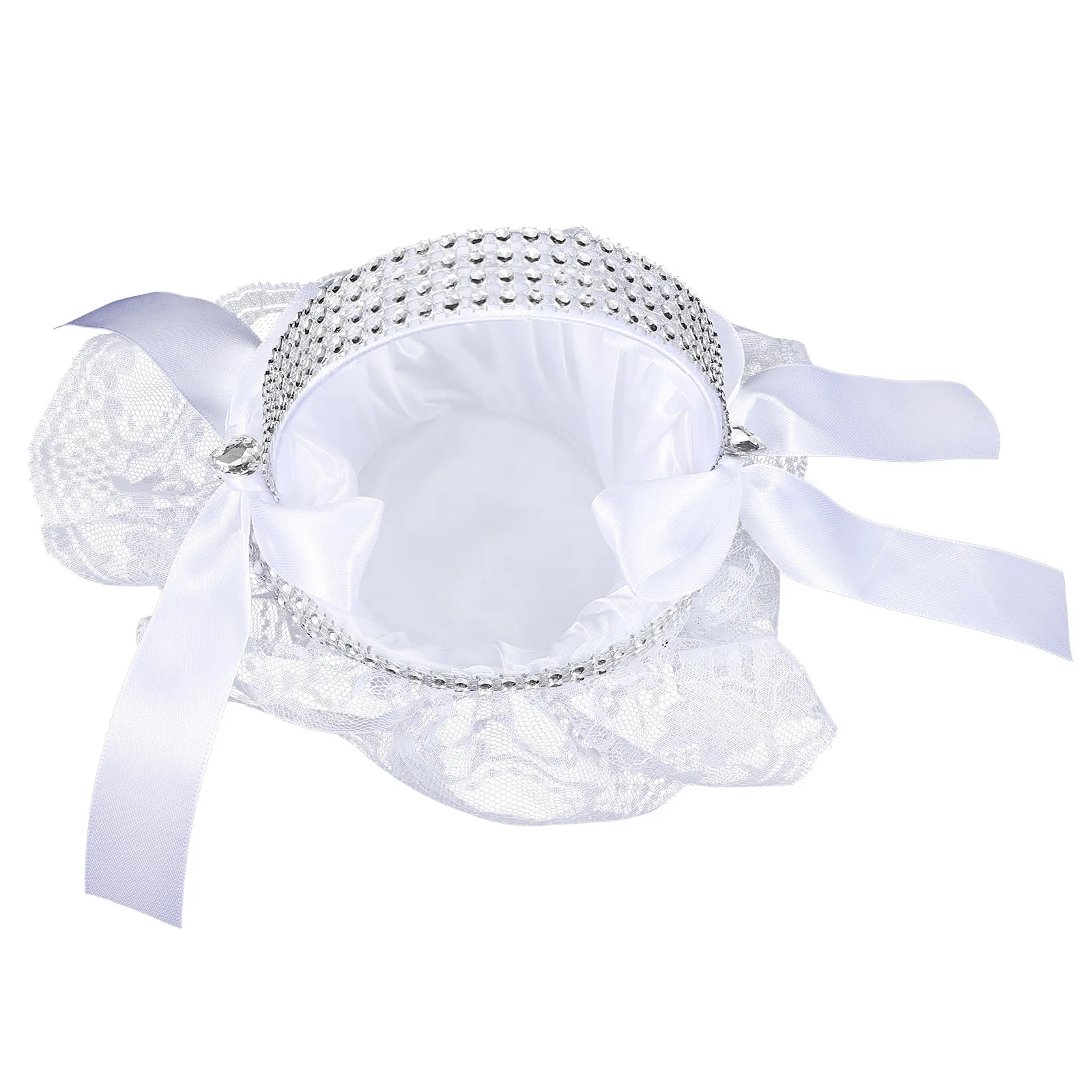 

1 шт. Свадебная корзина для цветов с кружевным дизайном, белая, романтичная, ручная, для церемоний, для хранения лепестков, свадебные принадлежности