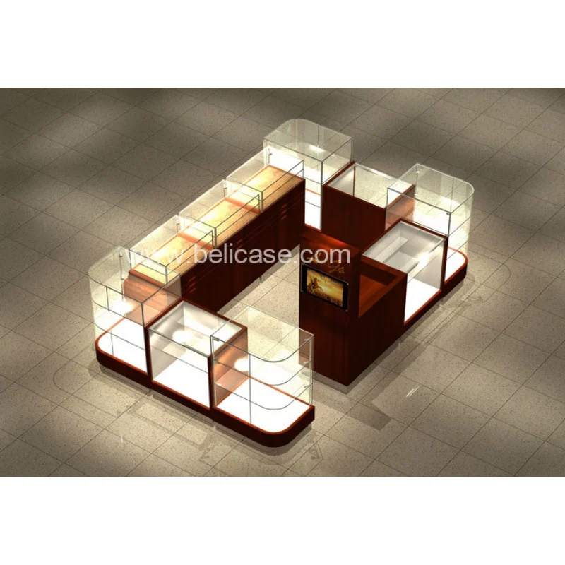 custom，Wooden Design Jewelry Display Island Shopping Mall Display Kiosk for Jewelry Modern Jewelry Kiosk for Retail