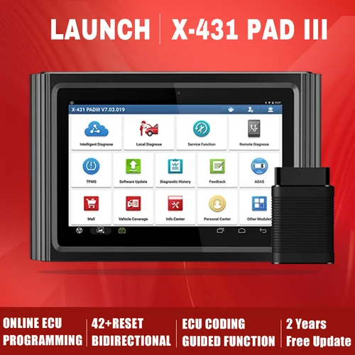 LAUNCH X431 PADIII PAD3 outil de Diagnostic de voiture tous les systèmes Scanner automobile programmation ECU codage ECU 37 + réinitialiser la dégagement