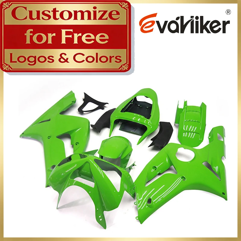 

Комплект обтекателей из ABS-пластика для Kawasaki ZX-6R 2003-2004, зеленый, ZX6R 03-04, литье под давлением, настраиваемые цвета