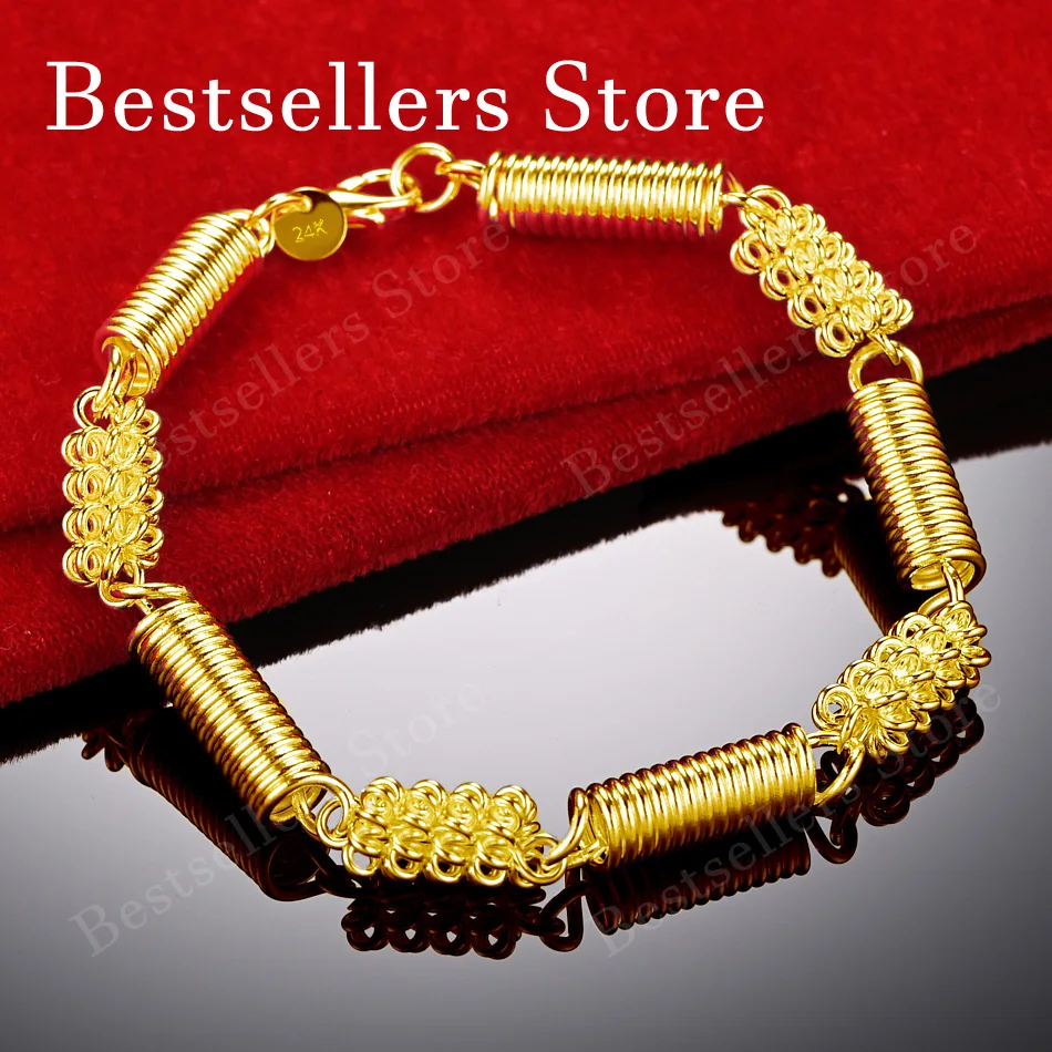 925 Sterling Silver 18K Gold Plated Delicate Spring Curved Bracelet, Fashionable Women's Wedding Jewelry Party Gift