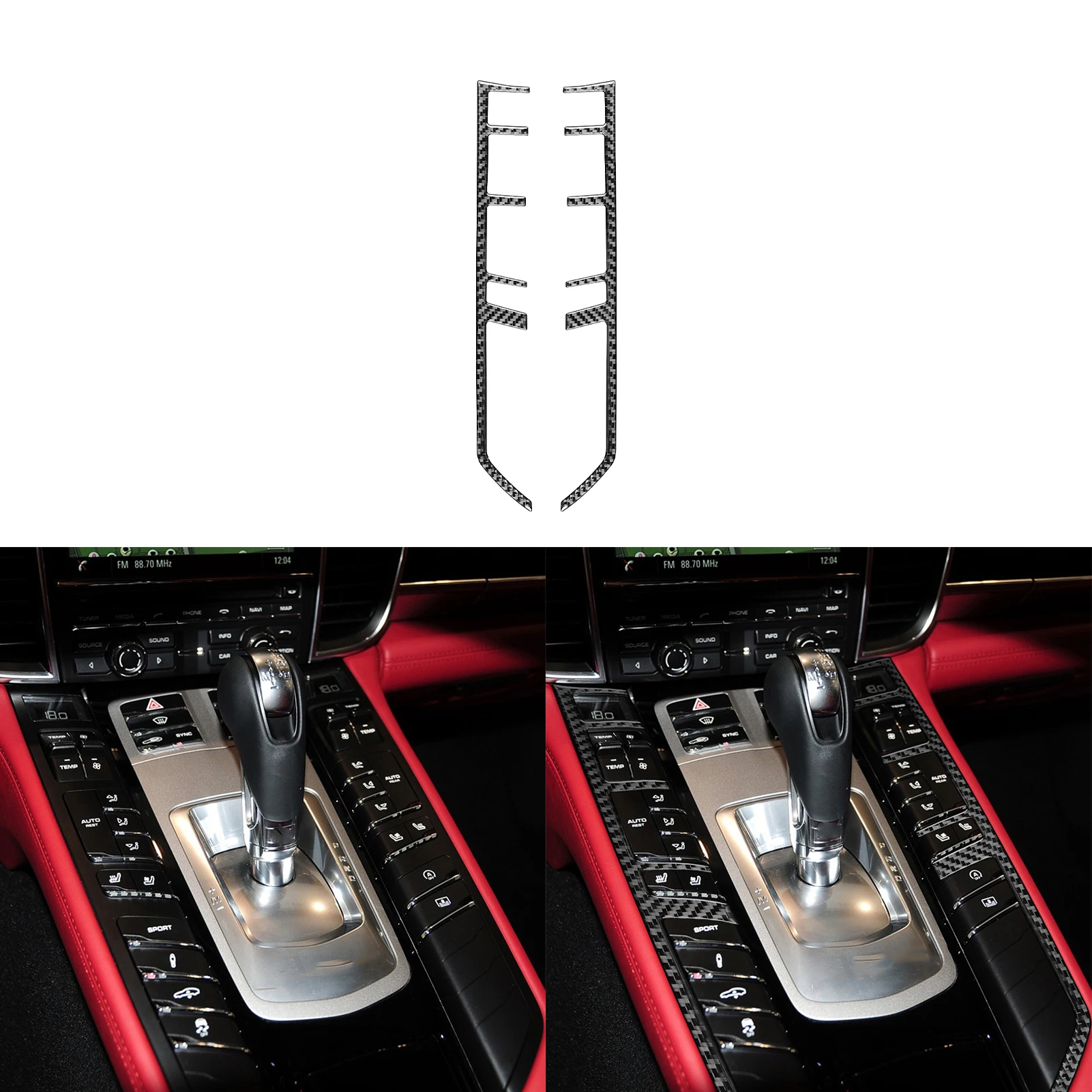 

For Porsche panamera 2010-2016 Refit Carbon Fiber central function button frame Wood grain Accessories Stickers