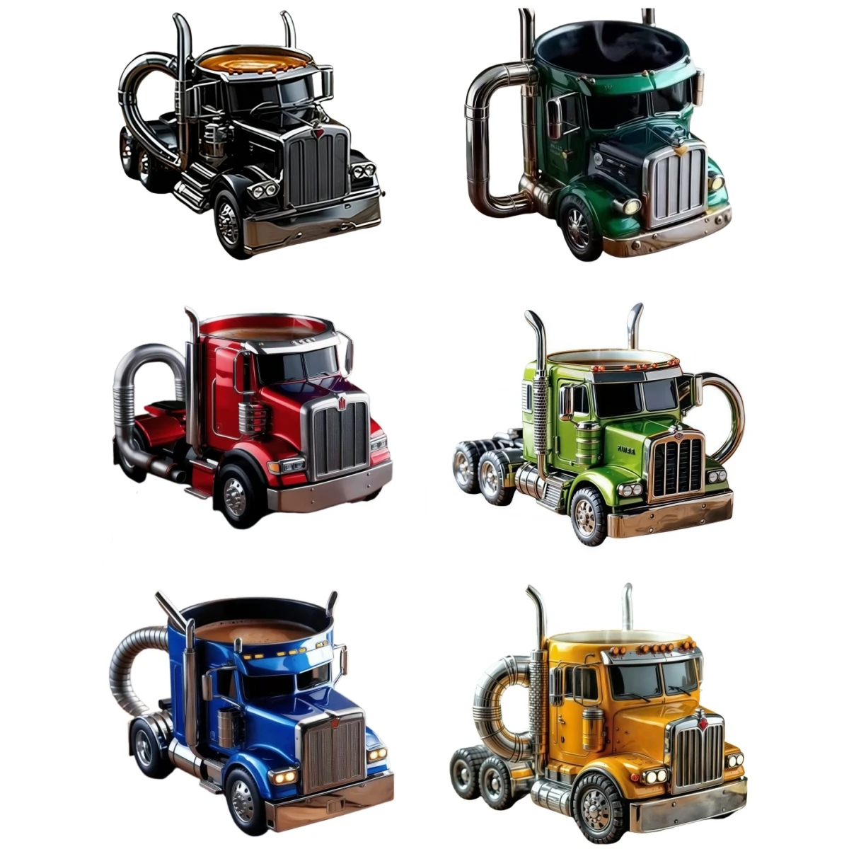 ความจุ 11 ออนซ์รถบรรทุกแก้วกาแฟเรซิ่นสแตนเลสแก้วกาแฟเครื่องดื่มถ้วยรถบรรทุกรูปร่างถ้วยน้ําเดสก์ท็อปเครื่องประดับของขวัญ