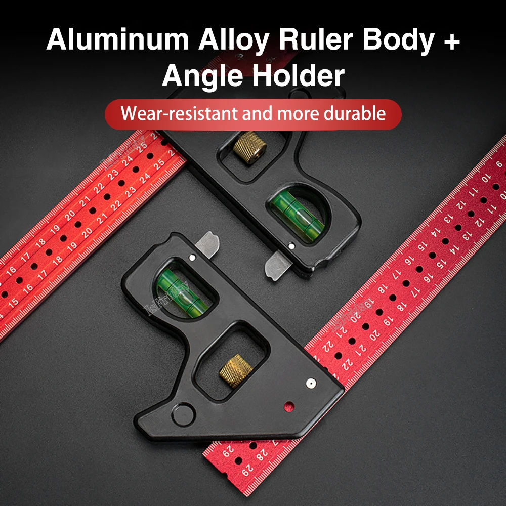 Square Angle Ruler Adjustable Combination Spirit Level Ruler Stainless Steel Angle Square Protractor Woodworking Measuring Tools