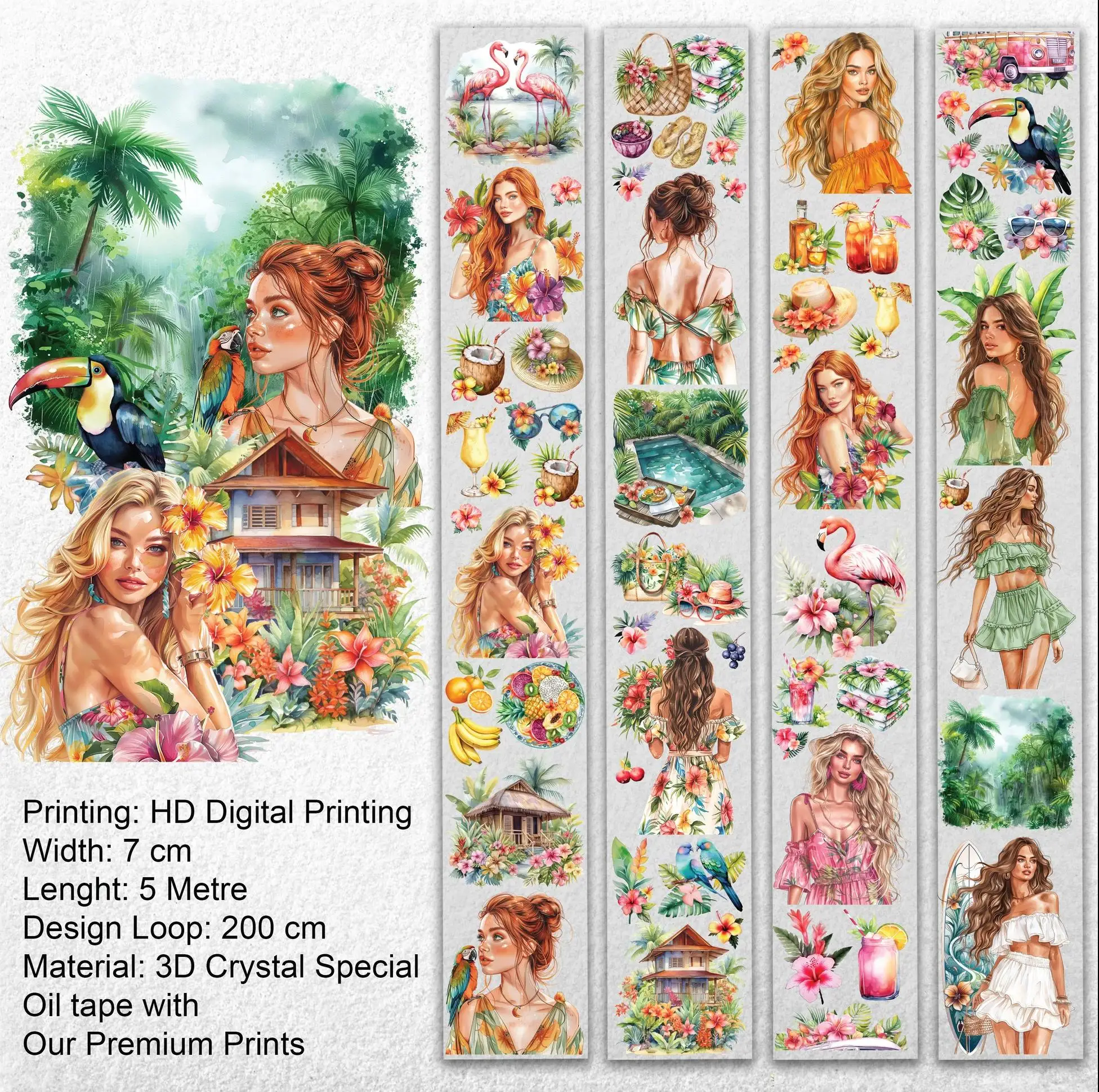 Journal Tape PET Tape 3D Crystal Special Oil Retro Fashion Style