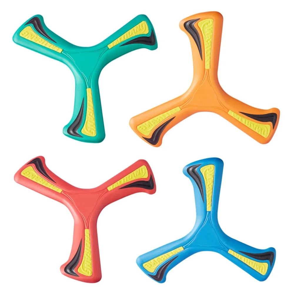 Crianças de plástico boomerang macio interativo três folhas cruz disco voador crianças brinquedo esportes spinner três lâminas adultos-crianças