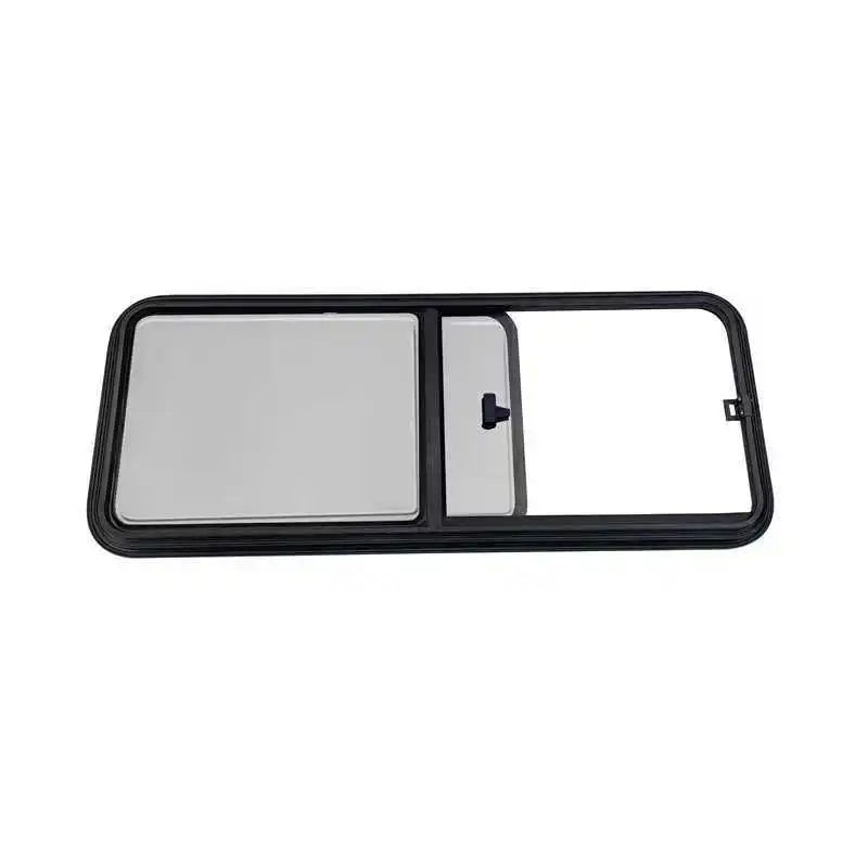 900*500 Single Slide RV Side Window Black Aluminum Frame Custom Color Double Hollow UV Resistant Acrylic Glass