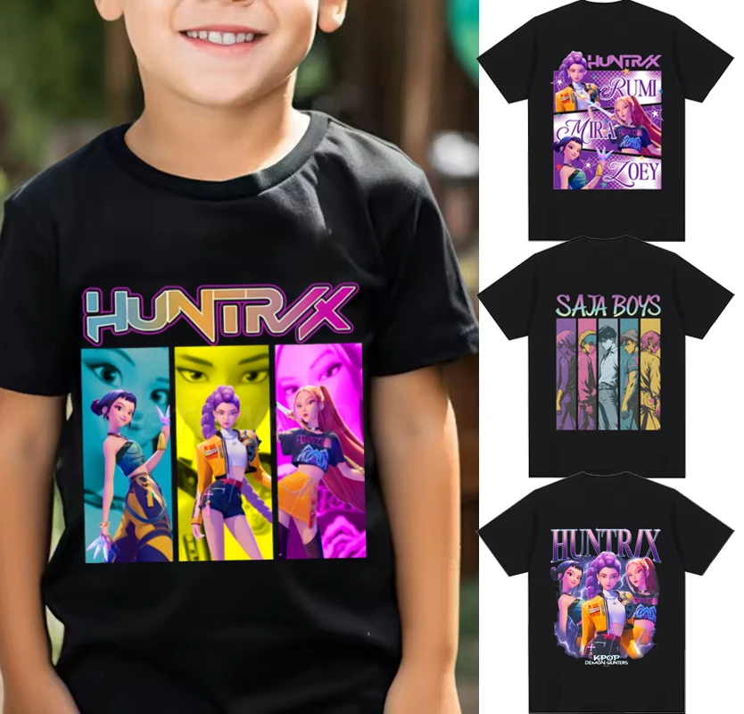 

Детская футболка KPop, охотники на демонов, детская одежда, модные повседневные топы для девочек, футболки, новинка 2025 года, футболка с принтом фильма, футболки для мальчиков