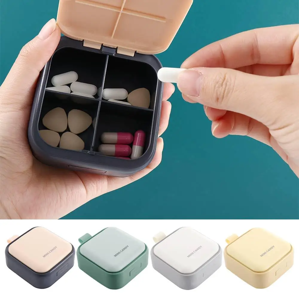 Moisture-proof Organizer Travel Tool Four grid Medicine Tablet Dispenser Pill Splitter Pill Case Medicine Box