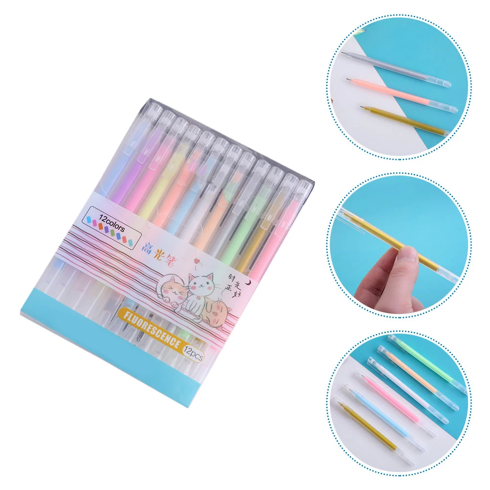 

12 Pcs Gel Pen Highlight Stationery Erasable Highlighters Fine Plastic Fluorescent Student Supplies