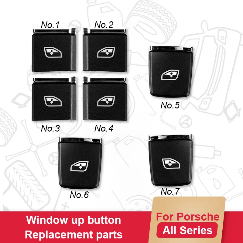 Untuk Porsche Cayenne/Panamera 2010-2017 Macan 2014-2021 Tutup tombol pengangkat jendela mobil pengganti tombol sakelar Tekan Windows