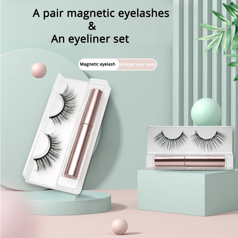 1Pairs Magnetic Lash Kit Self Grafting Kit Thick Fake Lashes Effect Premium Synthetic Fibers Wispy Glam Fluffy Natural Look