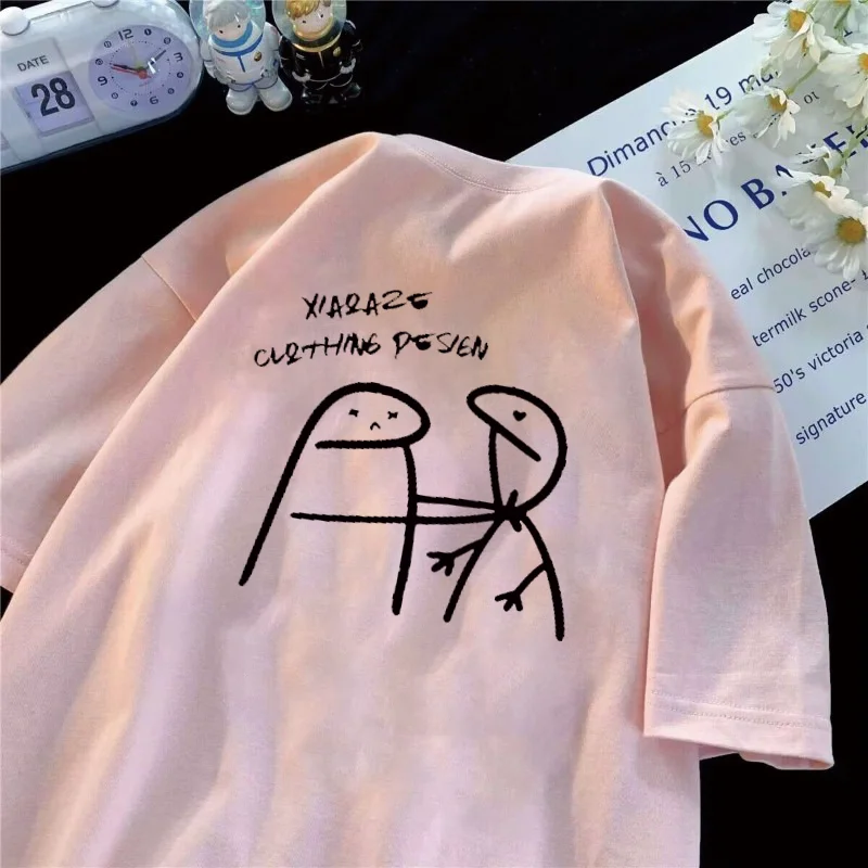 

Летняя мода, европейская и американская тенденция, забавная мультяшная печать, мужская и женская свободная повседневная футболка, простая футболка с короткими рукавами