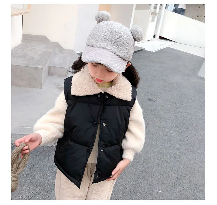 2026 Herbst Winter Kinder Plus Fleece Weste Baby Jungen Mädchen Lammwolle Gefütterte Druckknopf Warme Ärmellose Jacke Kinderkleidung – Detail 9