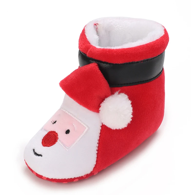 

Infant Halloween Christmas Booties Soft Baby Pumpkin Santa Claus Winter Warm Fleece Slippers Snow Boots Crib Shoes