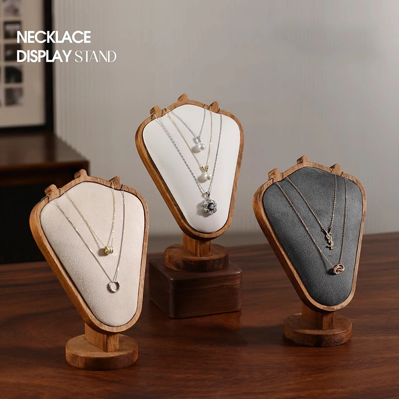 Necklace mannequin bust walnut color counter window jewelry display prop accessory store pendant neck jewelry stand