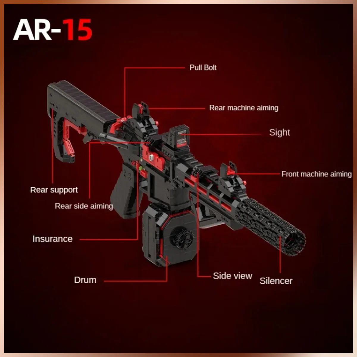 AR15 Block Shooting Assembly Gun toy 1800+pcs High-difficulty Weapon Mechanical building block gun for collection Casual Puzzle