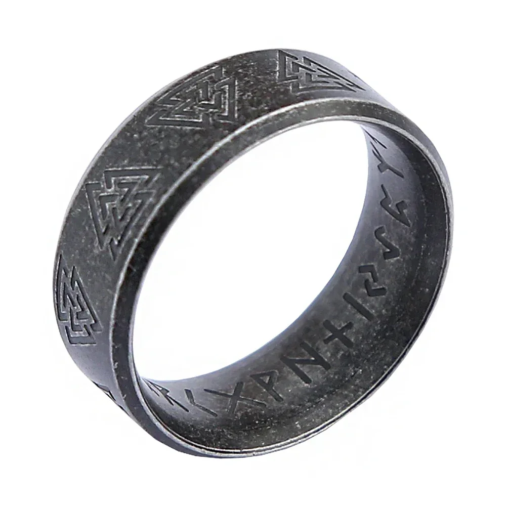 Runa Viking Vintage Anéis de aço inoxidável para homens, anel nórdico, valknut, nó celta, amuleto, presentes de jóias, transporte da gota, moda