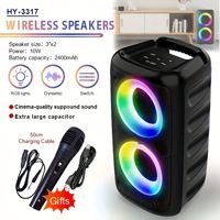 The HY-3317 wireless speaker is equipped with a subwoofer, a free microphone, and cinema grade surround sound