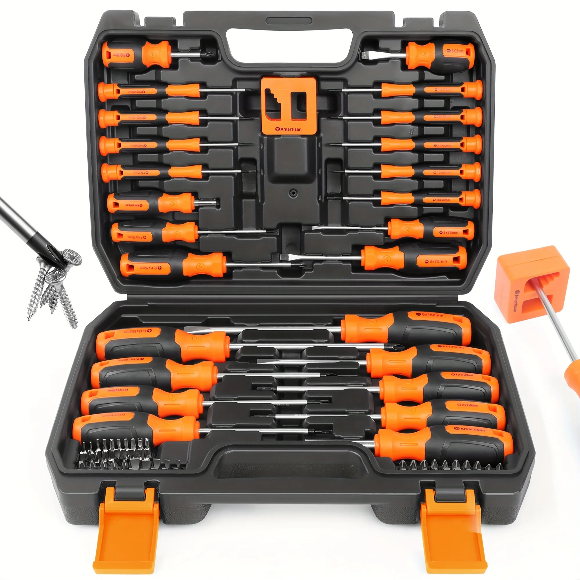 

86-Piece Professional Screwdriver Set - Magnetic Tip with 40 Bits & 20 Drill Bits, Chrome Vanadium Steel for Precision Repair