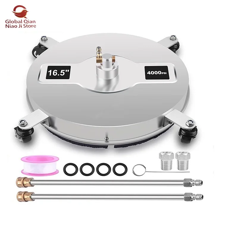 Pressure Washer, High‑Pressure Stainless Steel Surface Cleaner, 16.5‑Inch Surface Scrubber, 4‑Wheel Floor Cleaner, 4000psi