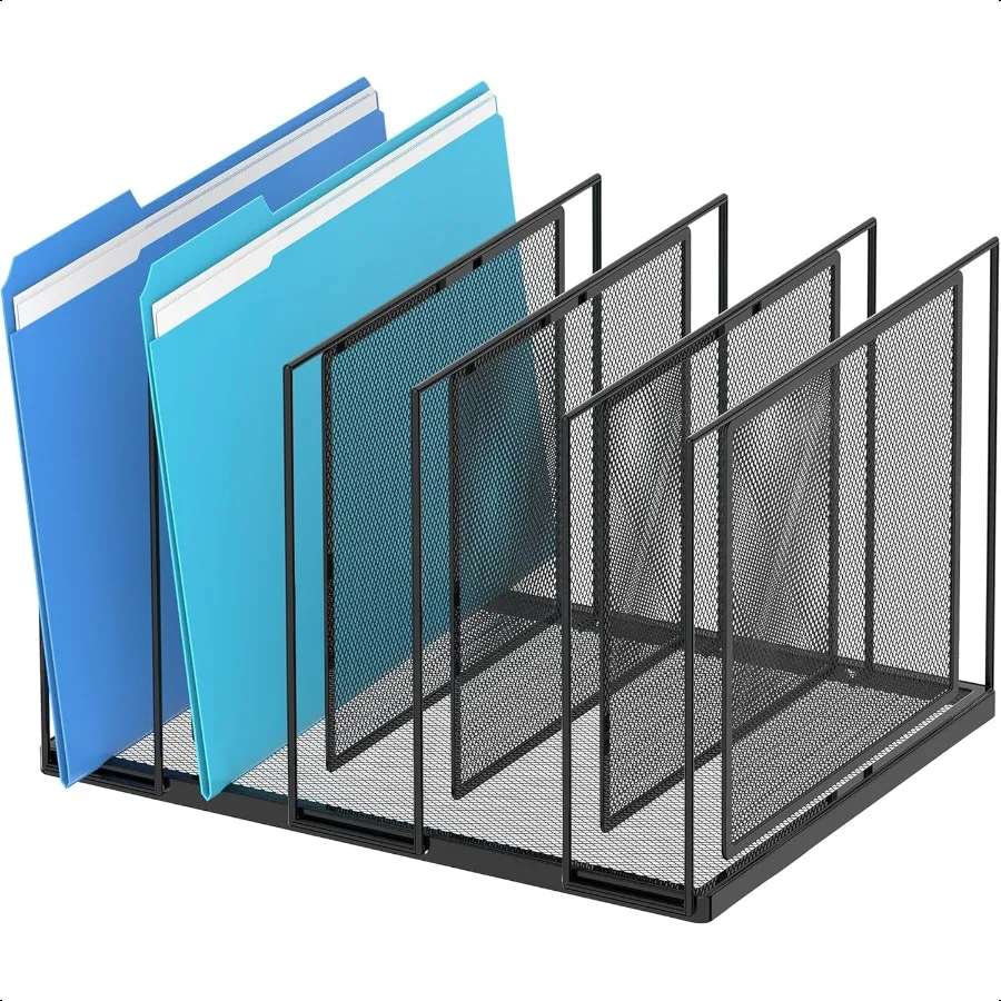 

Inclined Desktop File Sorter 5Section Vertical File Folder Mail Sorter Organizer for file holders Metal File Organizer Desktop