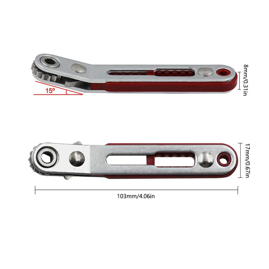 Mini Ratchet Wrench Screwdriver 1/4 Inch Drive Socket Hex Screwdriver Bit Dual-Drive Head Ratchet Wrench Drill Bits Hand Tools