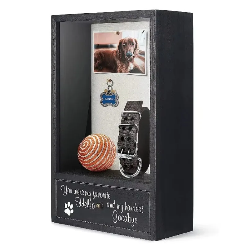 pet memorial Custom Modern Eco-Friendly Durable Dog Memorial Gifts Square Wooden Pet Casket Shadow Box with Acrylic Lid and Draw