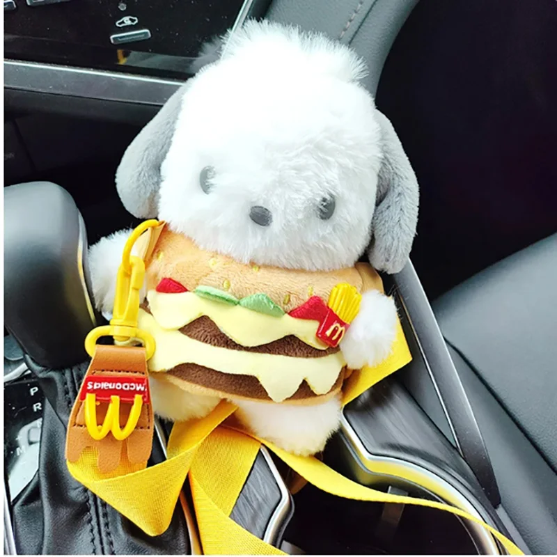 Kawaii Sanrio Pochacco Big Mac Bag,Hamburger Messenger Bag Cute Anime Soft School Pendant Plush Doll Toy