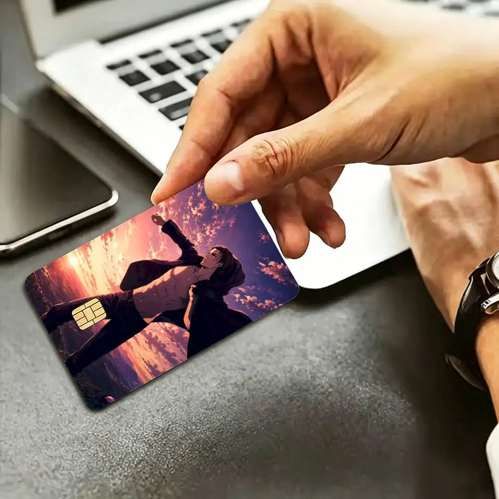 Eren Yeager Attack on Titan HD Waterproof Credit Card Stickers Silicone Decals For Chip Game Cards