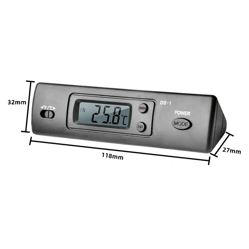 Termómetro para coche DS-1, pantalla LCD, reloj C/F, controlador de Sensor de temperatura, termostato interior y exterior con sonda