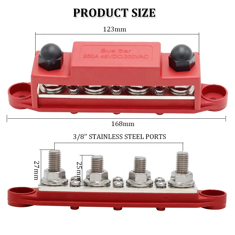 48V 250A Heavy Duty Power Distribution Terminal Block Pure Copper Bus bar