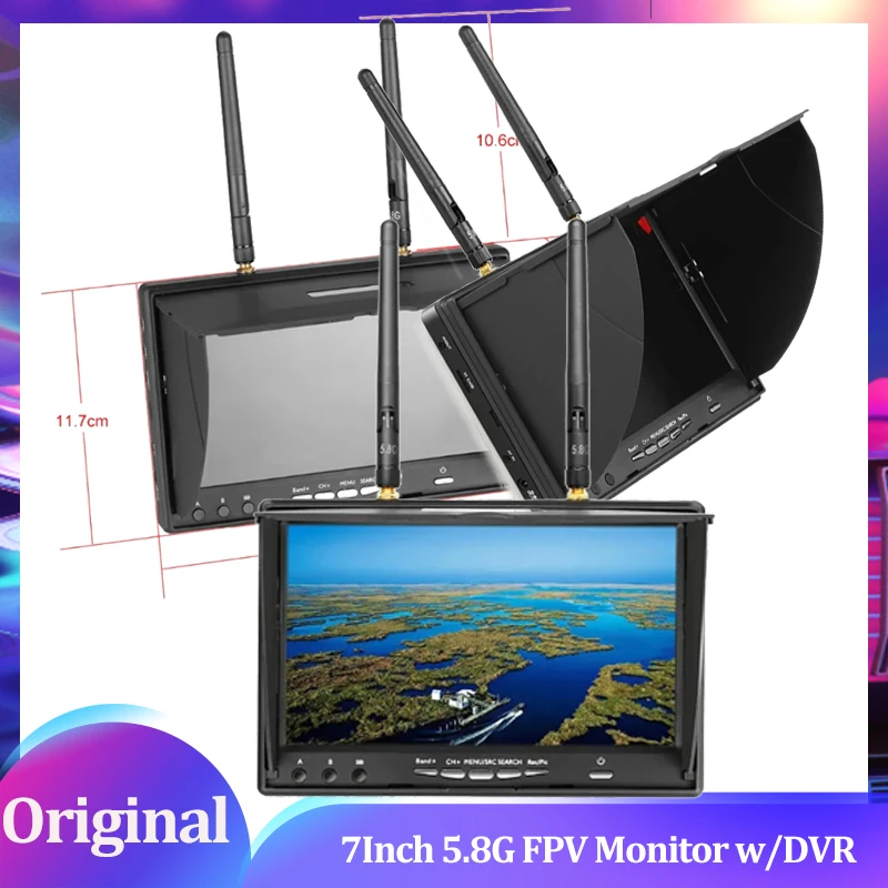 

7-дюймовый 5,8G FPV-монитор с видеорегистратором LCD5802D 40-канальная система антенны AutoScan разнообразная система солнечного света считываемый экран Портативная полевая станция